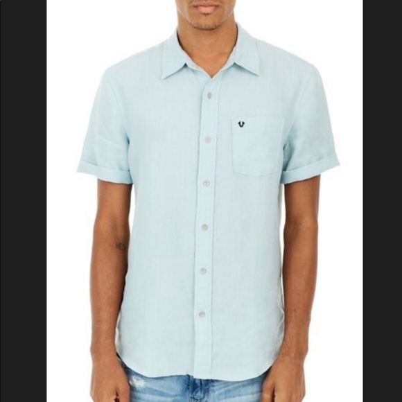 True Religion Other - NWT True Religion Pale Blue Slim Fit Linen Shirt